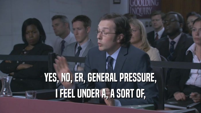 YES, NO, ER, GENERAL PRESSURE, I FEEL UNDER A, A SORT OF, 