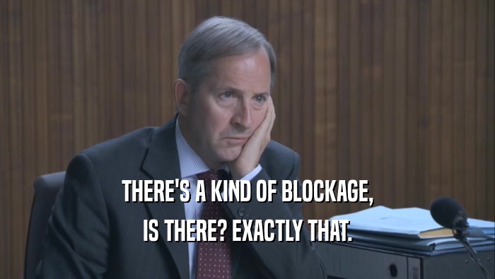 THERE'S A KIND OF BLOCKAGE, IS THERE? EXACTLY THAT. 