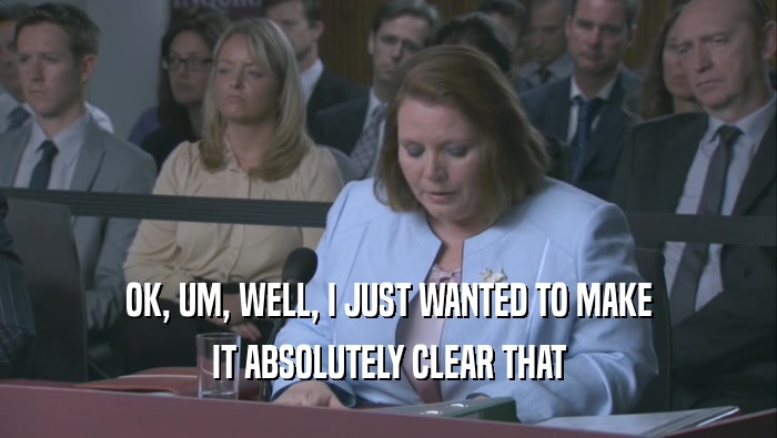 OK, UM, WELL, I JUST WANTED TO MAKE IT ABSOLUTELY CLEAR THAT 