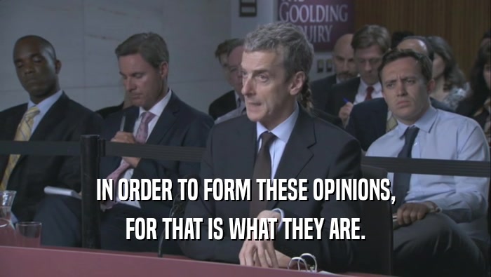 IN ORDER TO FORM THESE OPINIONS, FOR THAT IS WHAT THEY ARE. 
