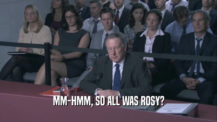 MM-HMM, SO ALL WAS ROSY?  