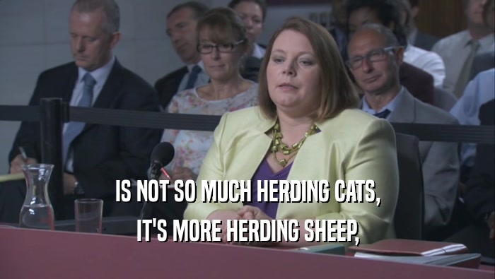 IS NOT SO MUCH HERDING CATS, IT'S MORE HERDING SHEEP, 