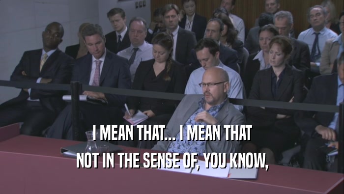I MEAN THAT... I MEAN THAT NOT IN THE SENSE OF, YOU KNOW, 