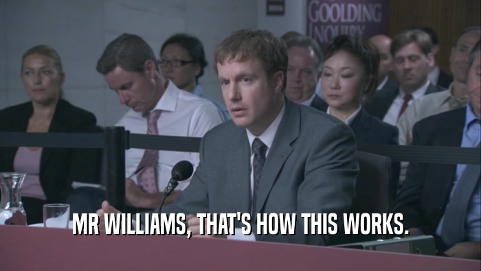 MR WILLIAMS, THAT'S HOW THIS WORKS.
  