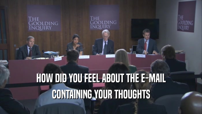 HOW DID YOU FEEL ABOUT THE E-MAIL CONTAINING YOUR THOUGHTS 