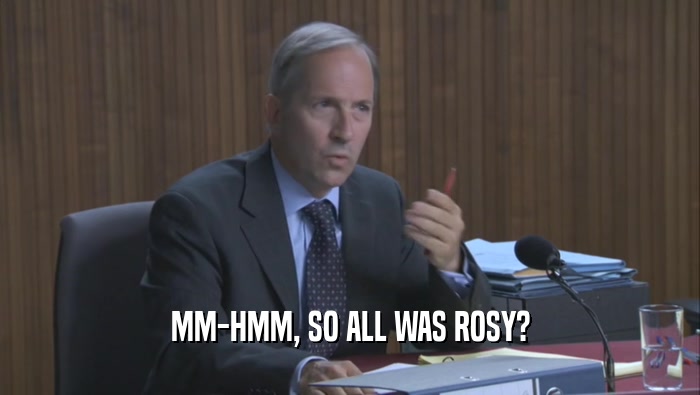 MM-HMM, SO ALL WAS ROSY?  
