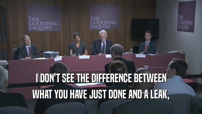 I DON'T SEE THE DIFFERENCE BETWEEN WHAT YOU HAVE JUST DONE AND A LEAK, WHAT YOU HAVE JUST DONE AND A LEAK,