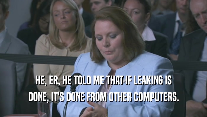 HE, ER, HE TOLD ME THAT IF LEAKING IS DONE, IT'S DONE FROM OTHER COMPUTERS. 