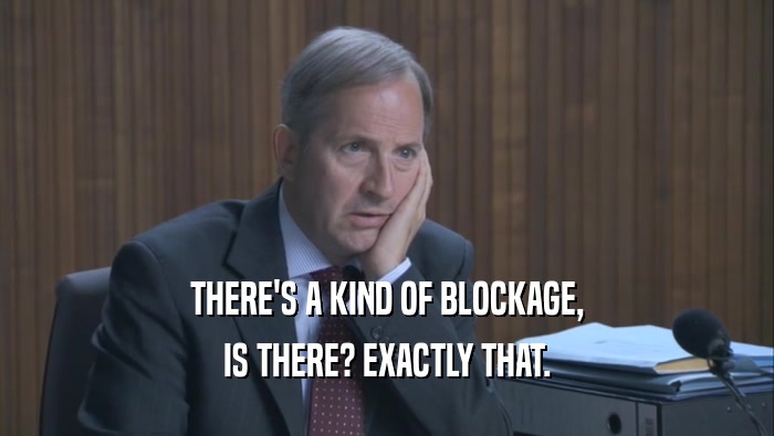 THERE'S A KIND OF BLOCKAGE, IS THERE? EXACTLY THAT. 