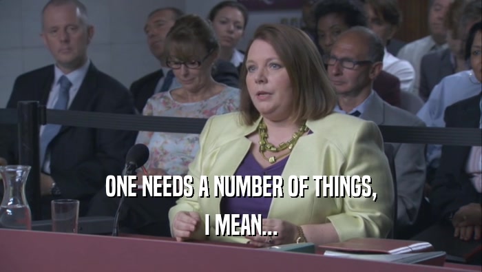 ONE NEEDS A NUMBER OF THINGS, I MEAN... 