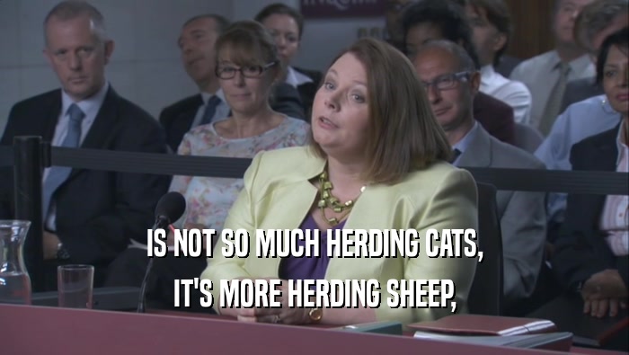 IS NOT SO MUCH HERDING CATS, IT'S MORE HERDING SHEEP, 