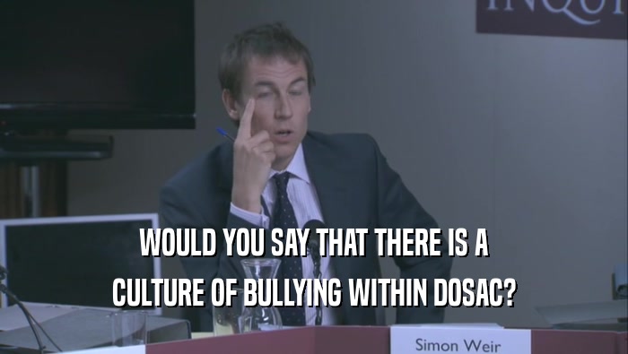 WOULD YOU SAY THAT THERE IS A CULTURE OF BULLYING WITHIN DOSAC? 