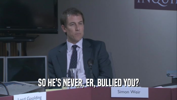 SO HE'S NEVER, ER, BULLIED YOU?  