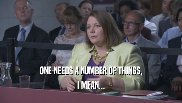 ONE NEEDS A NUMBER OF THINGS, I MEAN... 