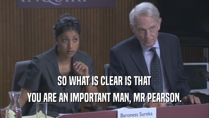 SO WHAT IS CLEAR IS THAT YOU ARE AN IMPORTANT MAN, MR PEARSON. 