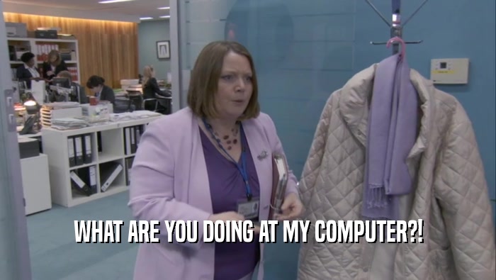 WHAT ARE YOU DOING AT MY COMPUTER?!  