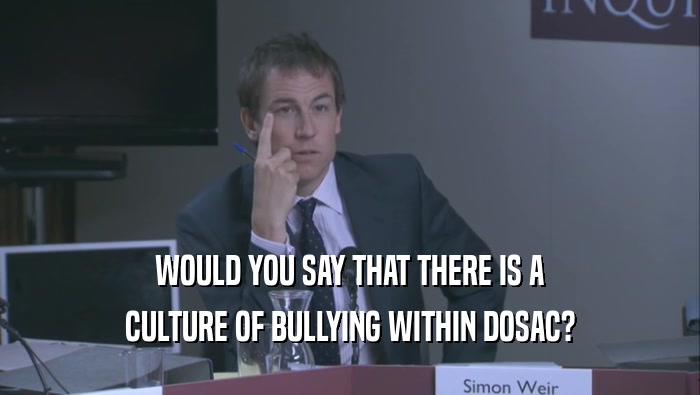 WOULD YOU SAY THAT THERE IS A CULTURE OF BULLYING WITHIN DOSAC? 