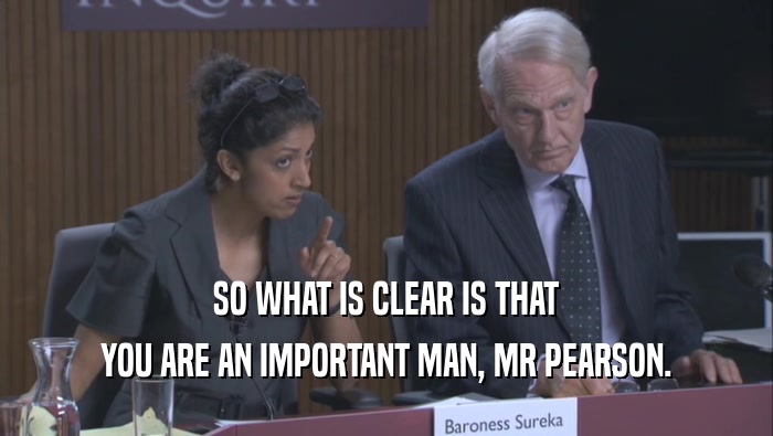 SO WHAT IS CLEAR IS THAT YOU ARE AN IMPORTANT MAN, MR PEARSON. 