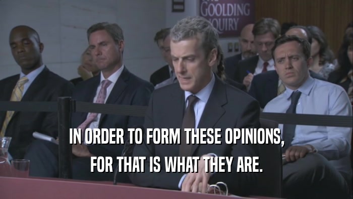 IN ORDER TO FORM THESE OPINIONS, FOR THAT IS WHAT THEY ARE. 