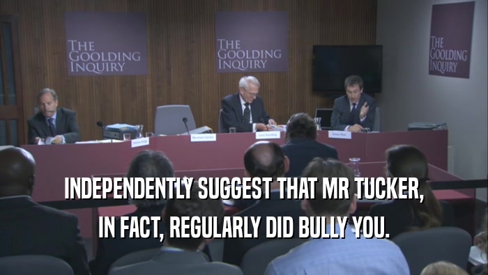 INDEPENDENTLY SUGGEST THAT MR TUCKER, IN FACT, REGULARLY DID BULLY YOU. 