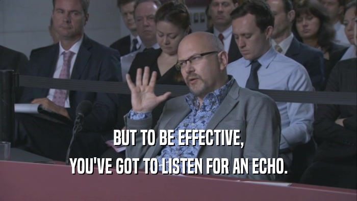 BUT TO BE EFFECTIVE, YOU'VE GOT TO LISTEN FOR AN ECHO. 