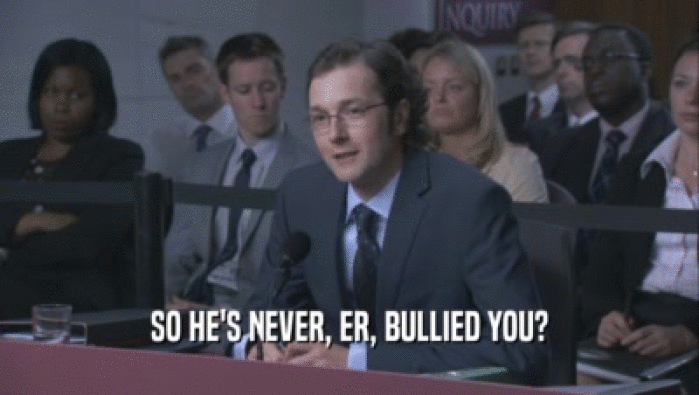 SO HE'S NEVER, ER, BULLIED YOU?  