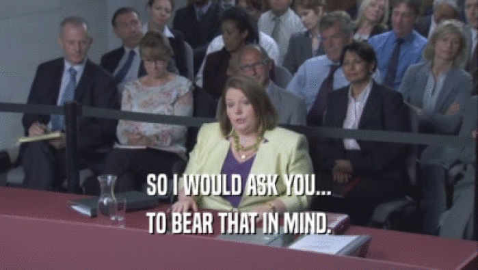 SO I WOULD ASK YOU... TO BEAR THAT IN MIND. 