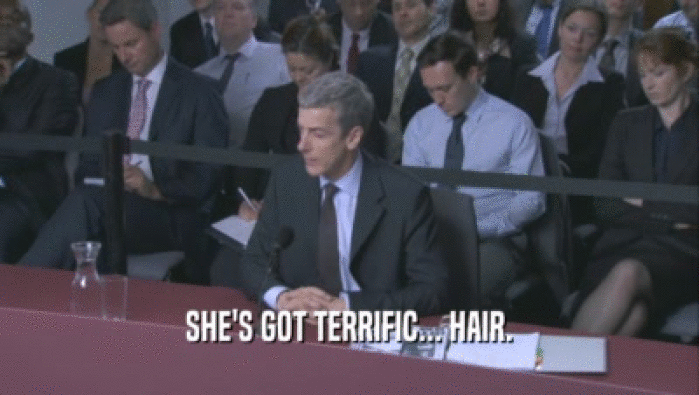SHE'S GOT TERRIFIC... HAIR.
  