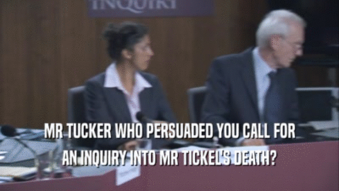 MR TUCKER WHO PERSUADED YOU CALL FOR AN INQUIRY INTO MR TICKEL'S DEATH? 