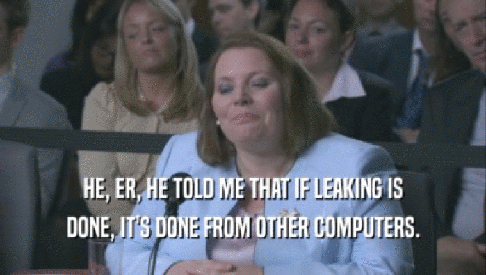 HE, ER, HE TOLD ME THAT IF LEAKING IS DONE, IT'S DONE FROM OTHER COMPUTERS. 