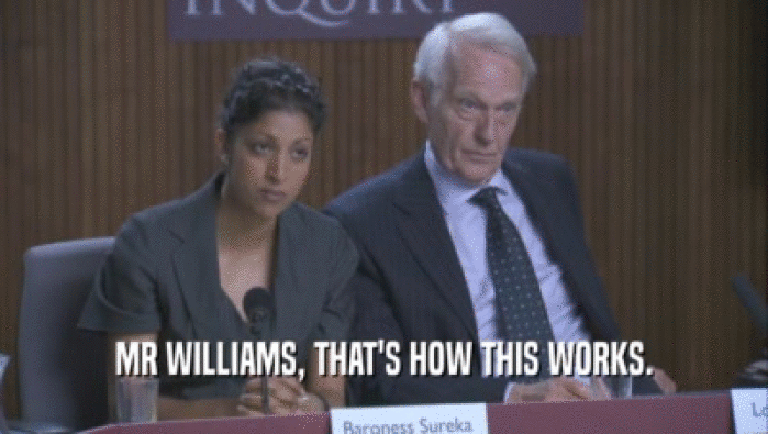 MR WILLIAMS, THAT'S HOW THIS WORKS.
  