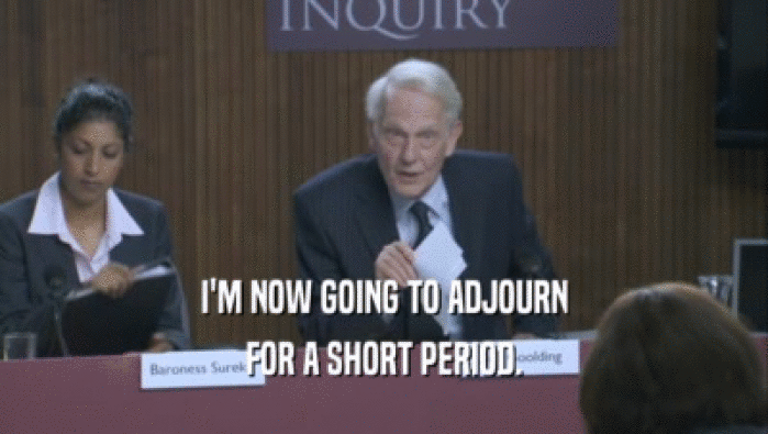 I'M NOW GOING TO ADJOURN FOR A SHORT PERIOD. 