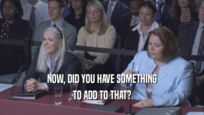 NOW, DID YOU HAVE SOMETHING TO ADD TO THAT? 