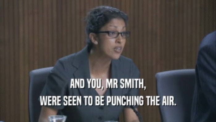 AND YOU, MR SMITH, WERE SEEN TO BE PUNCHING THE AIR. 