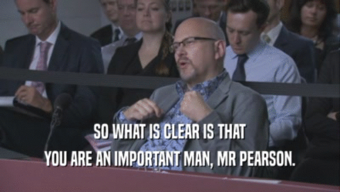 SO WHAT IS CLEAR IS THAT YOU ARE AN IMPORTANT MAN, MR PEARSON. 