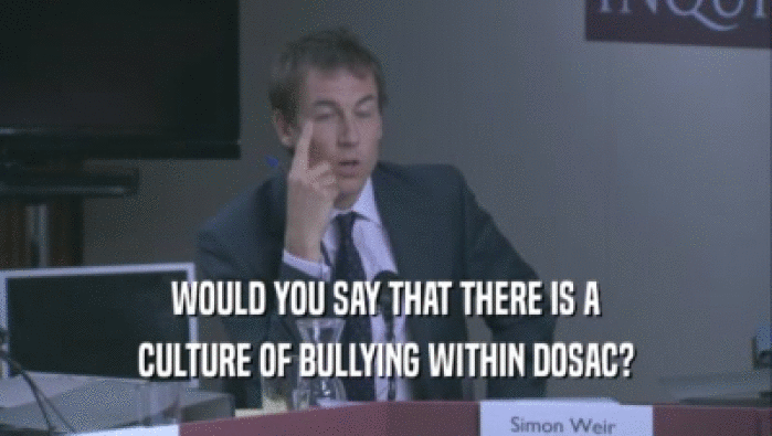 WOULD YOU SAY THAT THERE IS A
 CULTURE OF BULLYING WITHIN DOSAC?
 