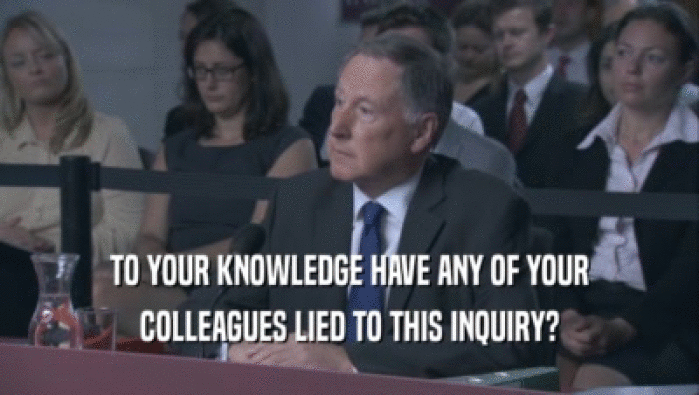 TO YOUR KNOWLEDGE HAVE ANY OF YOUR COLLEAGUES LIED TO THIS INQUIRY? 