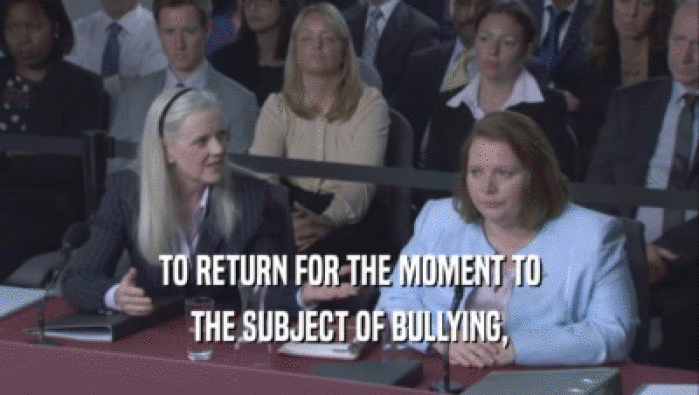 TO RETURN FOR THE MOMENT TO THE SUBJECT OF BULLYING, 