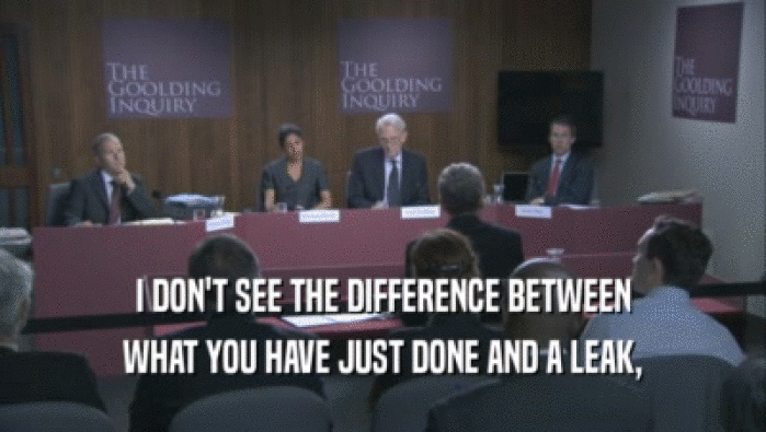 I DON'T SEE THE DIFFERENCE BETWEEN WHAT YOU HAVE JUST DONE AND A LEAK, WHAT YOU HAVE JUST DONE AND A LEAK,