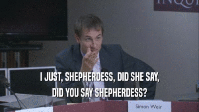 I JUST, SHEPHERDESS, DID SHE SAY, DID YOU SAY SHEPHERDESS? 