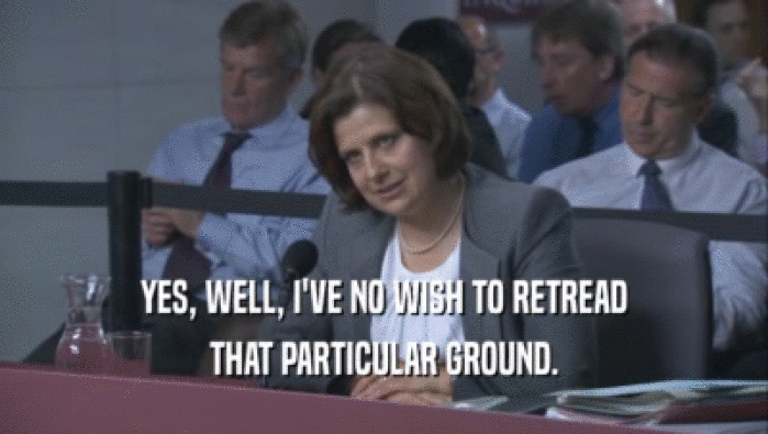 YES, WELL, I'VE NO WISH TO RETREAD THAT PARTICULAR GROUND. 