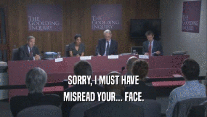 SORRY, I MUST HAVE MISREAD YOUR... FACE. 