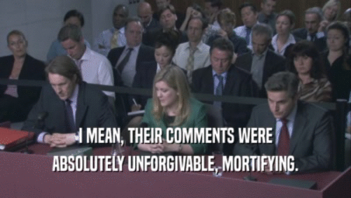 I MEAN, THEIR COMMENTS WERE ABSOLUTELY UNFORGIVABLE, MORTIFYING. 