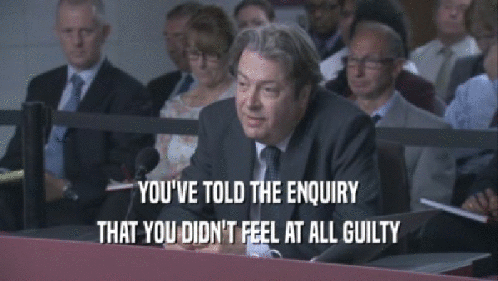 YOU'VE TOLD THE ENQUIRY THAT YOU DIDN'T FEEL AT ALL GUILTY 