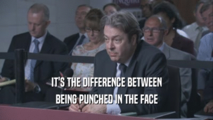 IT'S THE DIFFERENCE BETWEEN BEING PUNCHED IN THE FACE BEING PUNCHED IN THE FACE