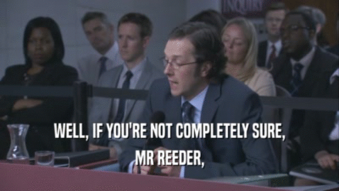 WELL, IF YOU'RE NOT COMPLETELY SURE,
 MR REEDER,
 