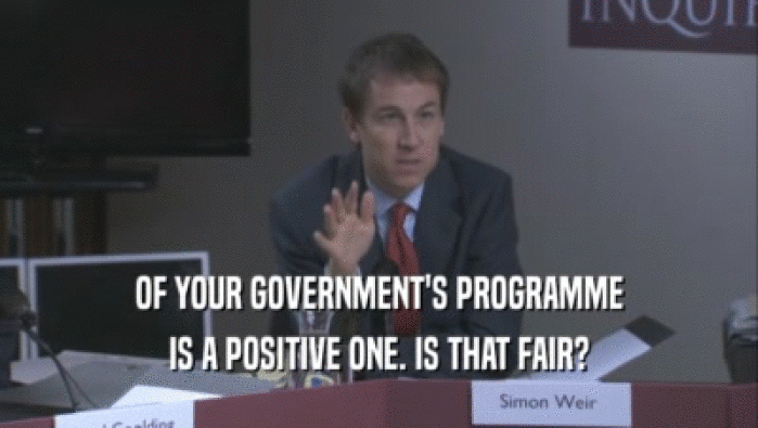 OF YOUR GOVERNMENT'S PROGRAMME IS A POSITIVE ONE. IS THAT FAIR? 