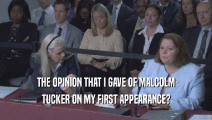 THE OPINION THAT I GAVE OF MALCOLM TUCKER ON MY FIRST APPEARANCE? 