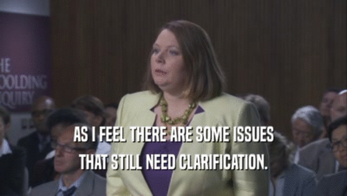 AS I FEEL THERE ARE SOME ISSUES THAT STILL NEED CLARIFICATION. 