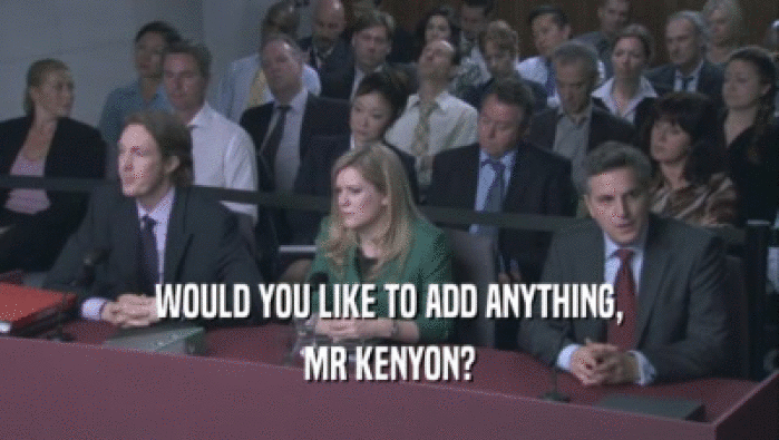 WOULD YOU LIKE TO ADD ANYTHING, MR KENYON? 